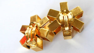 William De Lillo Gold Asterisk Clip Earrings