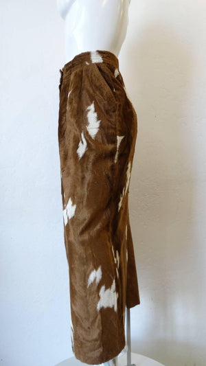 1990s Faux Cowhide Fuzzy Pencil Skirt