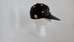 Gianni Versace Black Leather Medusa Hat