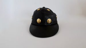 Gianni Versace Black Leather Medusa Hat