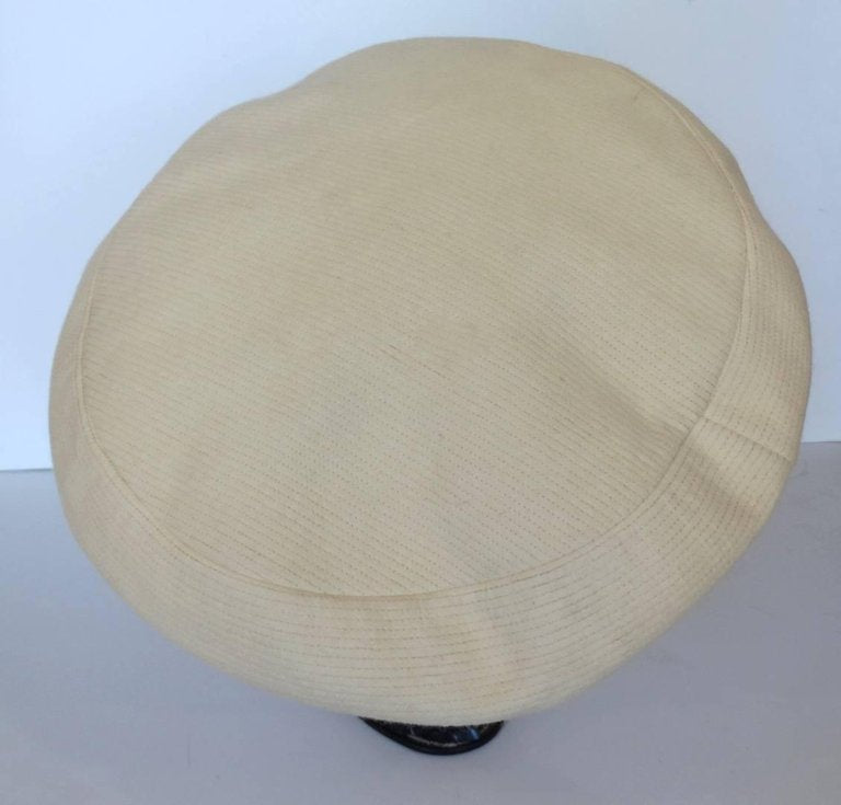 1960s Yves Saint Laurent Mod Cream Wool Saucer Tam Hat