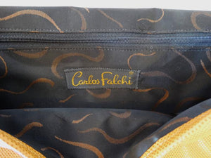 1980s CARLOS FALCHI Leather Snake Clutch