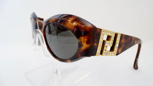Gianni Versace Greek Key Tortoise Sunglasses