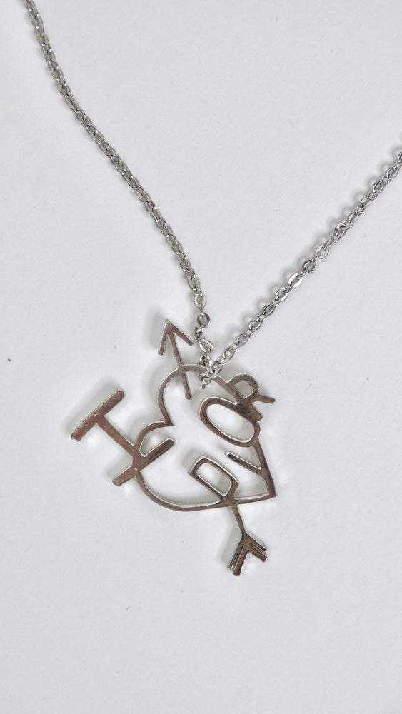 Dior I Heart Dior Pendant Silver Tone Necklace