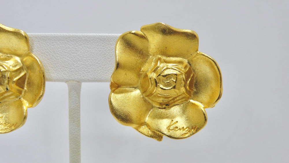 Kenzo Gold Flower Earrings