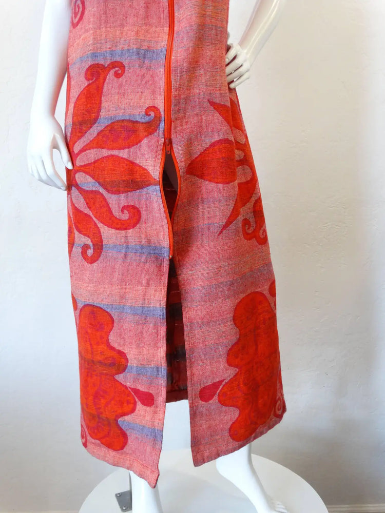 1970s Hooded Zip Up Rikma Floral Print Dress