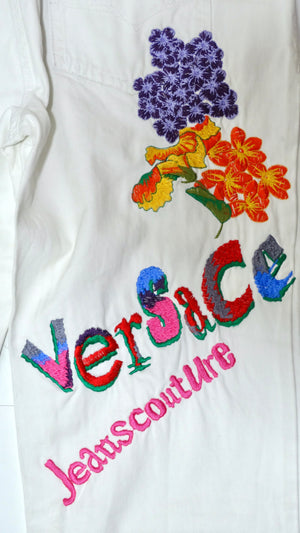 Versace Jeans Couture Flower Embroidered Jeans