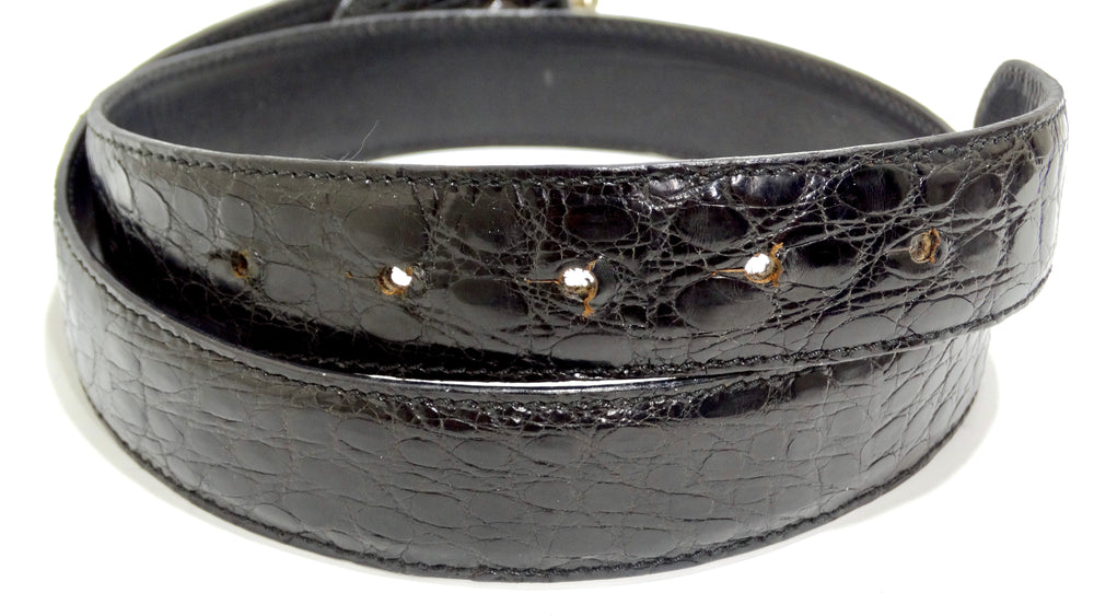 Authentic Gianni Versace Medusa Croc Embossed Leather Belt