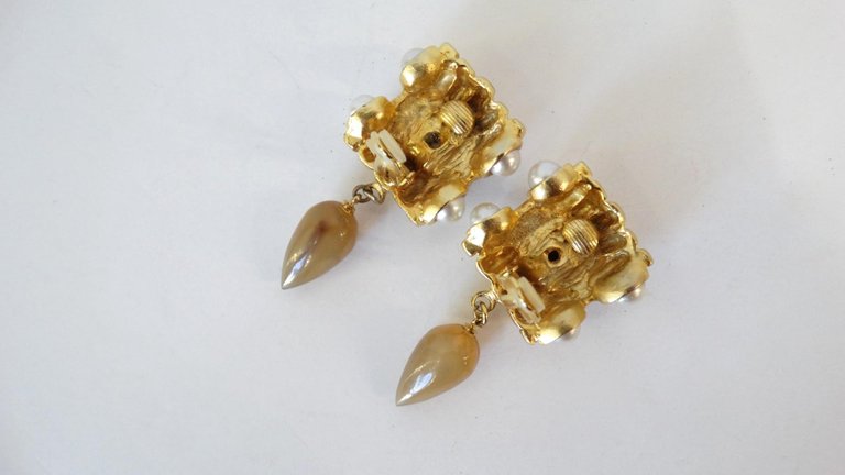 Gold Plated & Amber Crystal Clip On Earrings