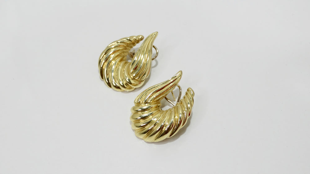 14K Gold Shrimp Style Pierced Earrings