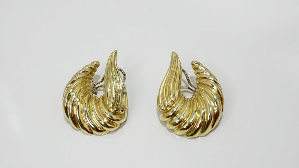 14K Gold Shrimp Style Pierced Earrings