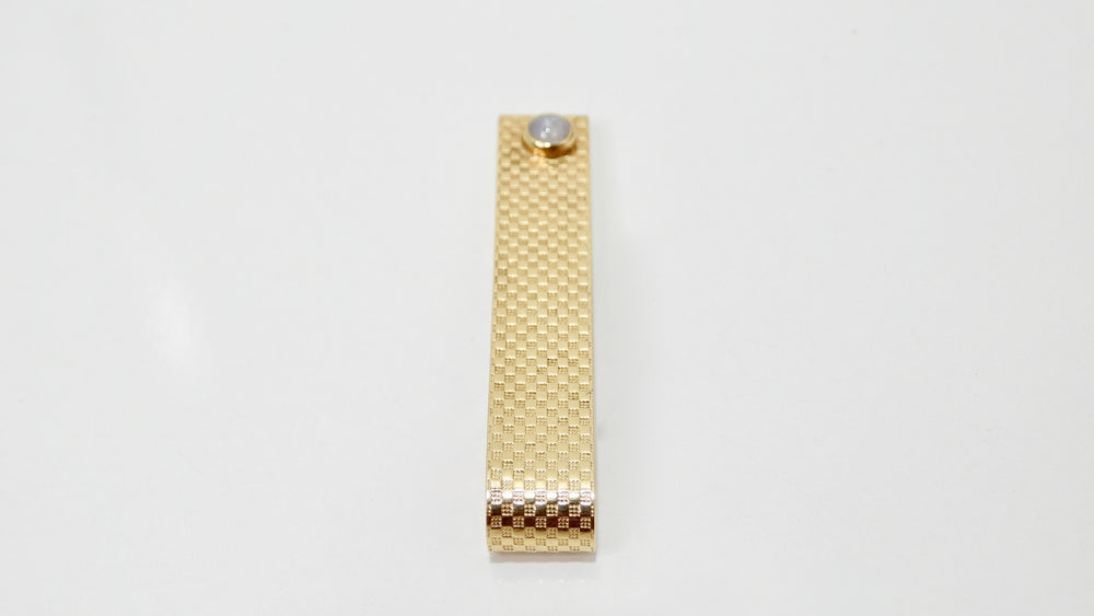 14k Checkered Gold Star Sapphire Tie Slide Clip