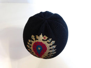 Rare 1970s Yves Saint Laurent Knitted Peacock Beanie