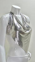 Whiting & Davis Gold Metal-Mesh Halter Top