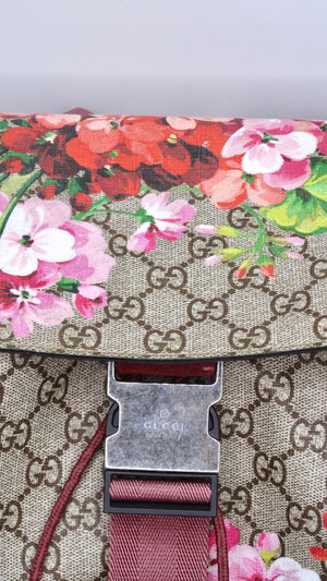 Gucci Buckle Backpack Blooms Print GG Coated Canvas