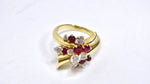 Diamond and Ruby Cluster Ring