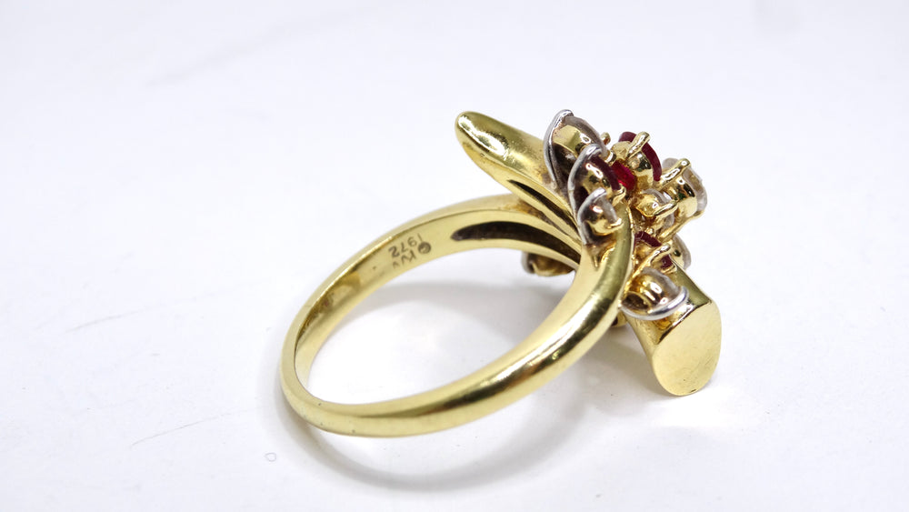 Diamond and Ruby Cluster Ring