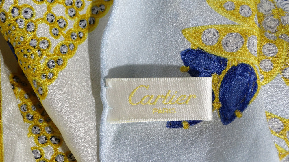 Le must de Cartier Silk Baby Blue Studded Scarf
