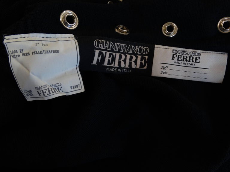 2000s Gianfranco Ferre Leather Eyelet Cardigan Sweater