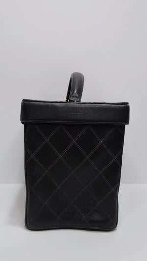 Vintage 1990's CHANEL Paris CC Black Quilted Satin Crystal Flap Crossbody  Bag