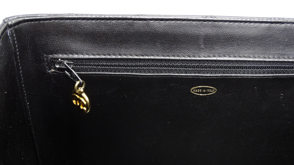 Chanel Vanity Case Rare Vintage 90's Chevron Train Top Handle Black Caviar  Bag