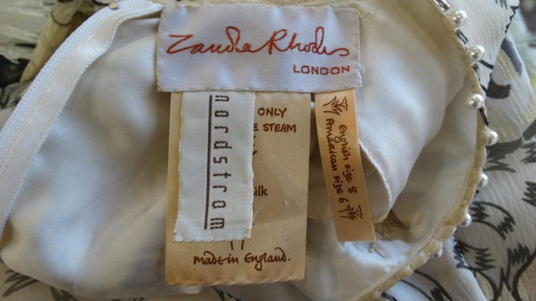 1980s Zandra Rhodes Abstract Motif Drop Waist Silk Dress