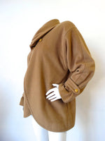 1980s James Galanos Avant-Garde Tan Wool Coat