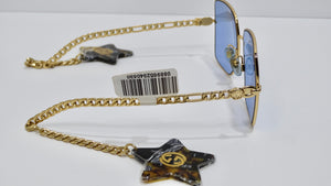 Gucci Star Pendant Drops Blue and Gold Sunglasses