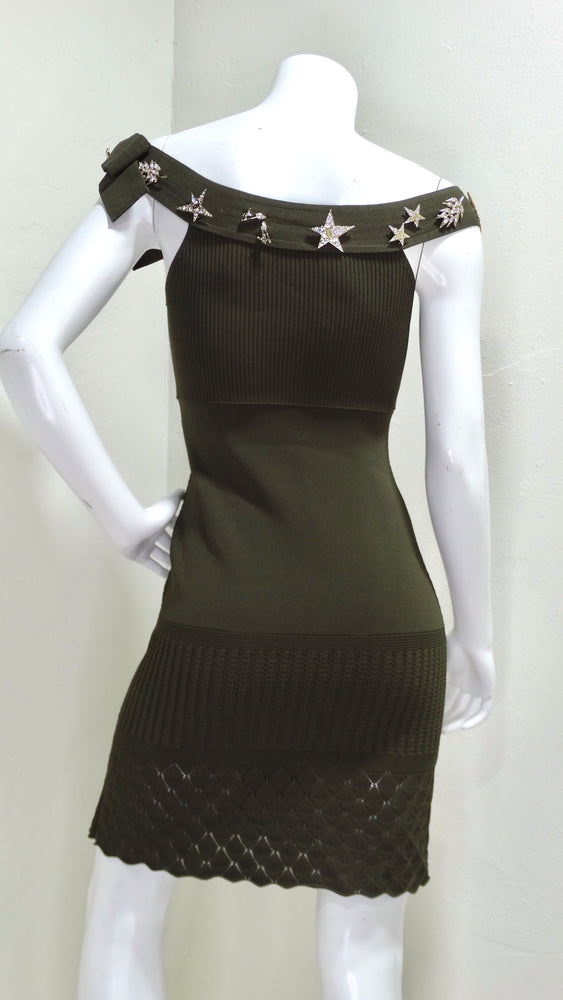 Chanel Embellished Green Sheath Mini Dress