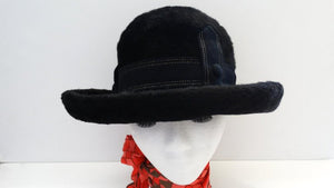 1960s Christian Dior Black Felt Derby Hat