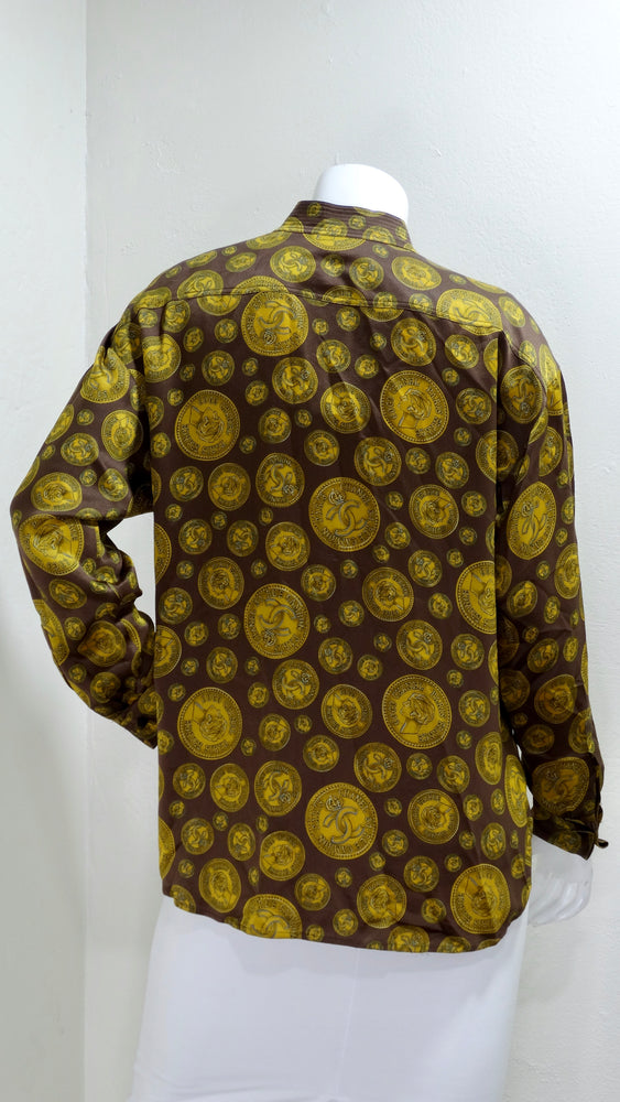 CHANEL Vintage Chocolate Brown Quilted Silk Gold Button up 