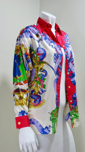 Vintage by Misty Gianni Versace Native American Print Silk Shirt