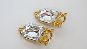 1980s Paolo Gucci Large Crystal Clip-on Earrings