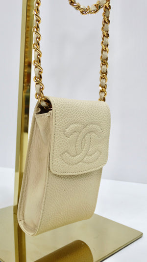 2000's/Y2k Chanel Cream Travel Line Tote with Leather Accents