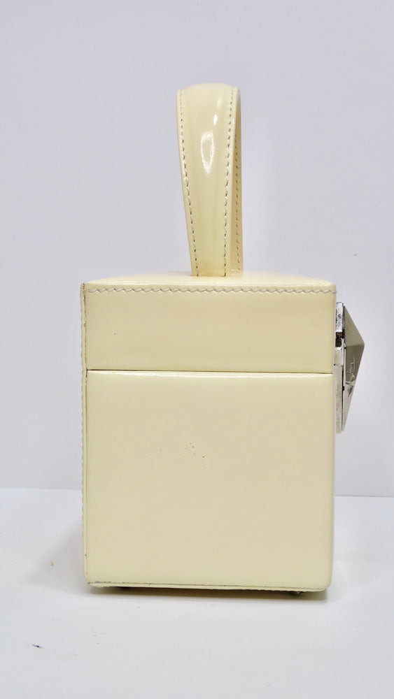 Mugler 90's Off-White Patent Mini Box Bag