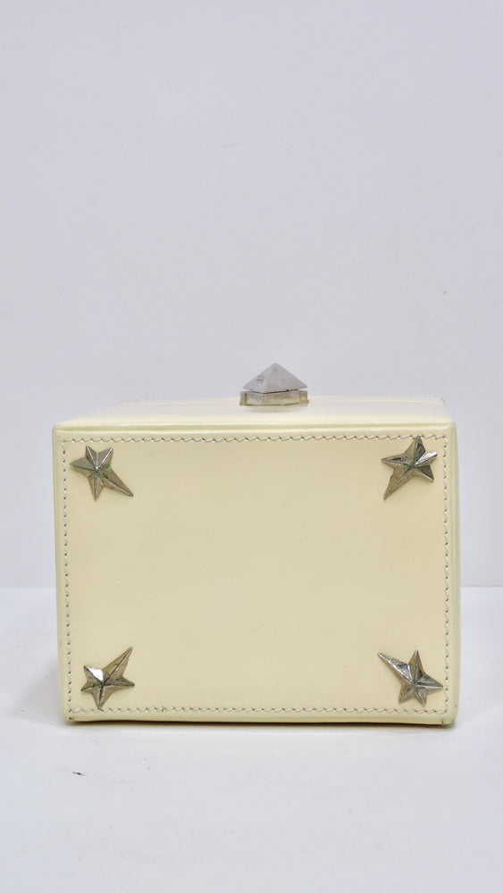 Mugler 90's Off-White Patent Mini Box Bag