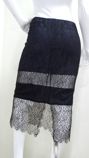 Chanel Runway Black Lace Midi Skirt