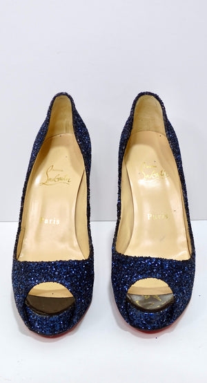 Bemyndige sandsynlighed Memo Christian Louboutin Blue Sequin Glitter Heels – Vintage by Misty