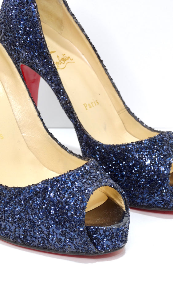 CHRISTIAN LOUBOUTIN Blue Sparkly Heels (Size USA 8.5 / Euro 38.5) #5973 –  ALL YOUR BLISS