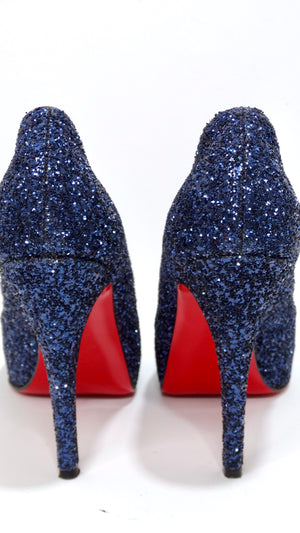Christian Louboutin Blue Sequin Glitter Heels – Vintage by Misty