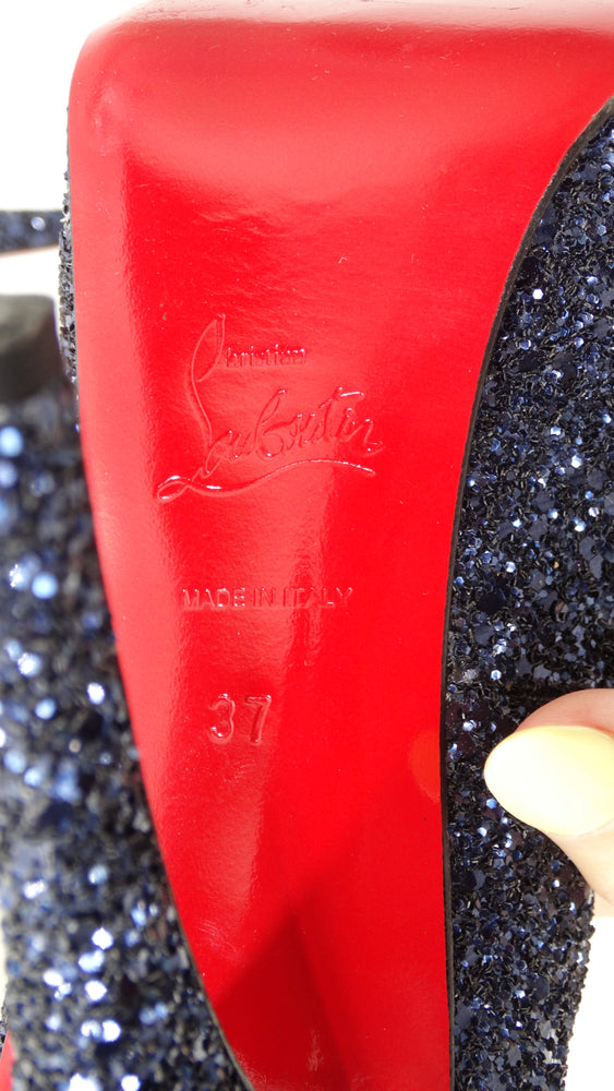 CHRISTIAN LOUBOUTIN Blue Sparkly Heels (Size USA 8.5 / Euro 38.5) #5973 –  ALL YOUR BLISS