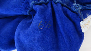 1980s Nina Ricci Royal Blue Suede Gauntlet Gloves