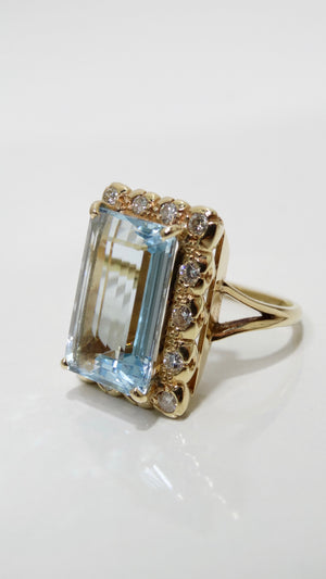Aquamarine & Diamond Victorian Ring