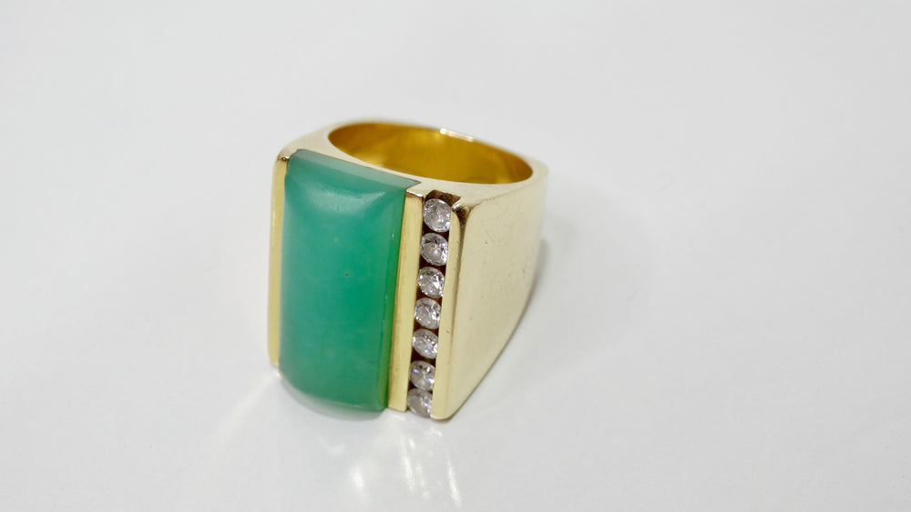 Jade & Diamond Gold Cocktail Ring