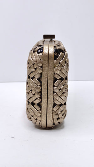 Ferragamo Woven Bronze Clutch/Crossbody