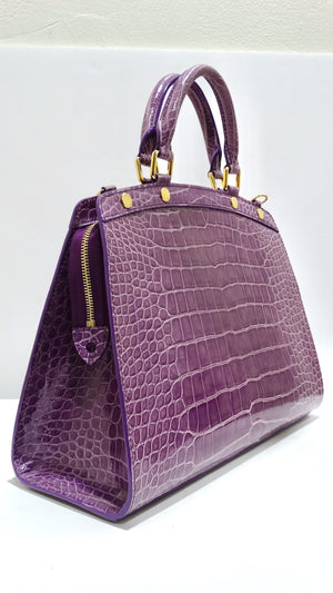 KELLY BAG Violet Lilac Crocodile Print Calfskin