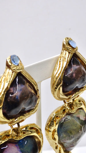 Sharra Pagano Vintage Oversized Resin Hearts Dangling Earrings