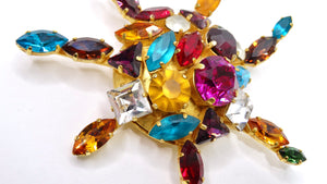 Dominique Aurientis Multi Colored Crystal Brooch