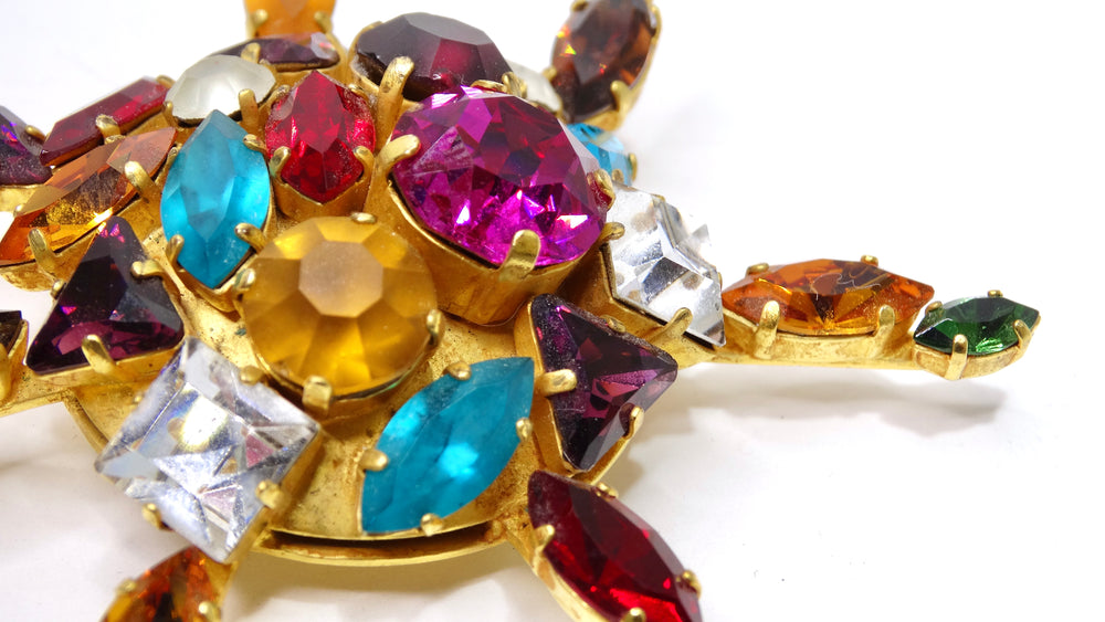 Dominique Aurientis Multi Colored Crystal Brooch