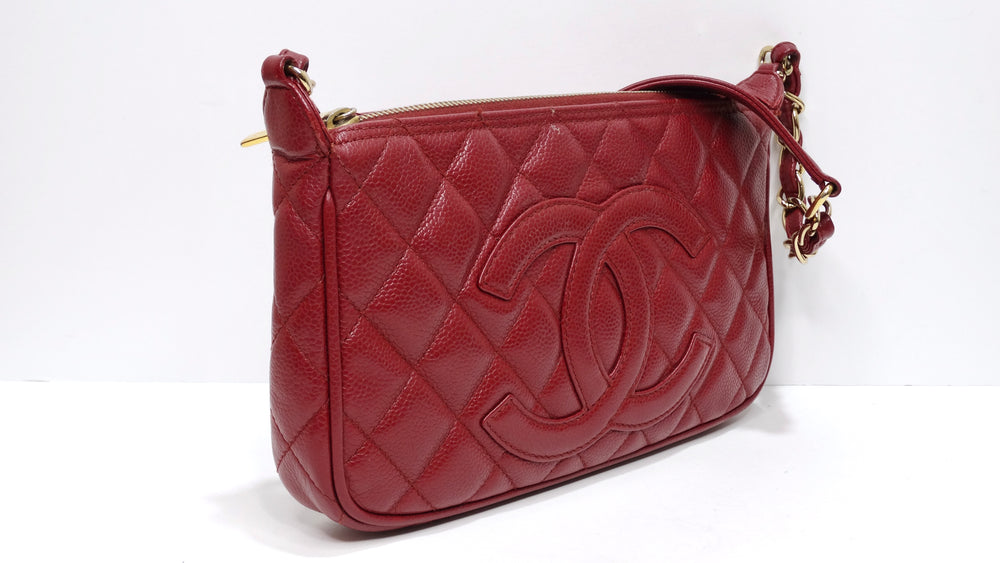 Chanel Timeless CC Red Shoulder Bag in Quilted Caviar – Vintage by Misty
